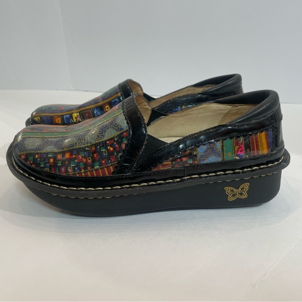 Alegria Debra Blue Mural Patent Leather Shoe Size 38 (8/8.5)